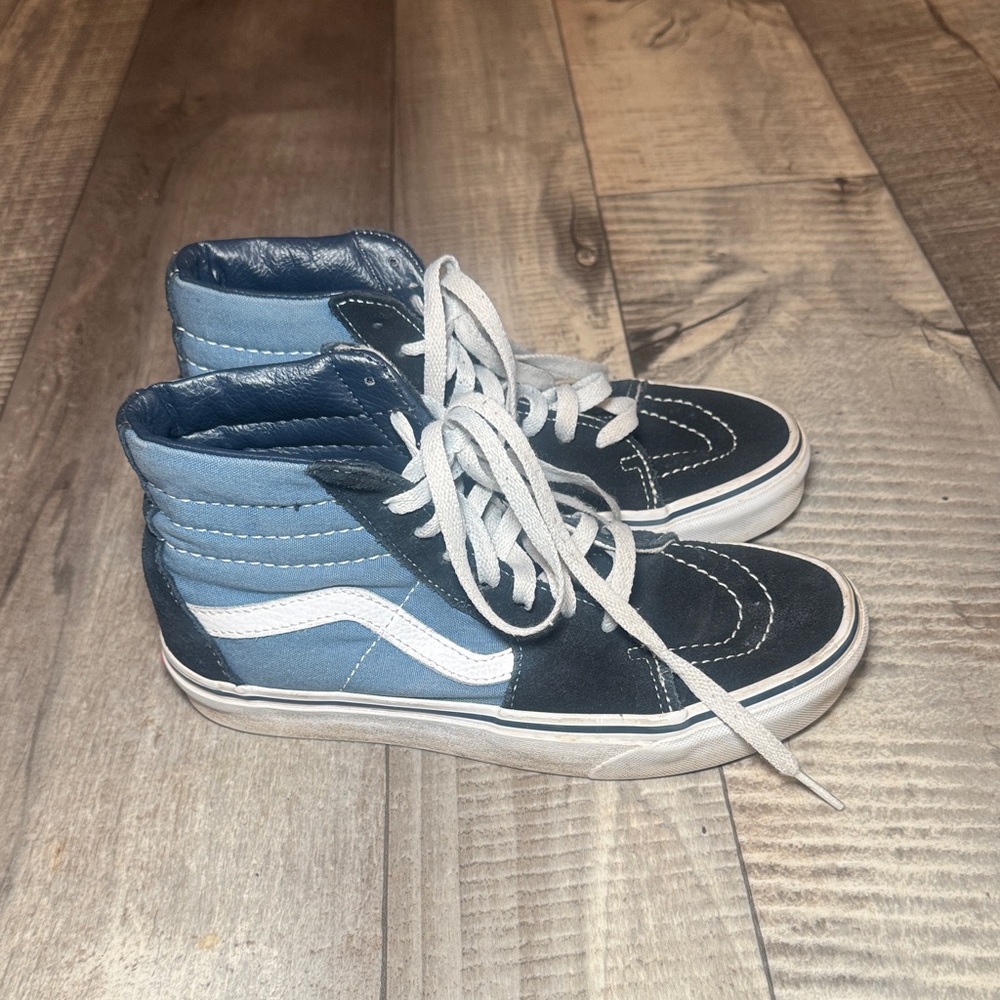 Vans Blue and White High-Top Sneakers